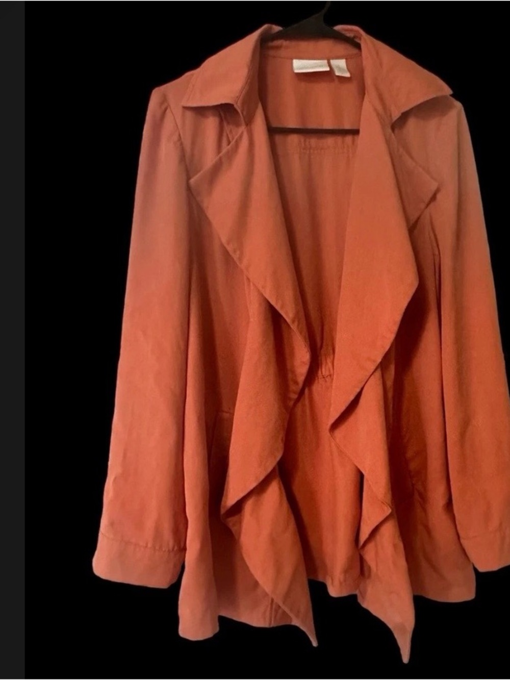 Chico's Rust Orange Draped Trench Coat size 0